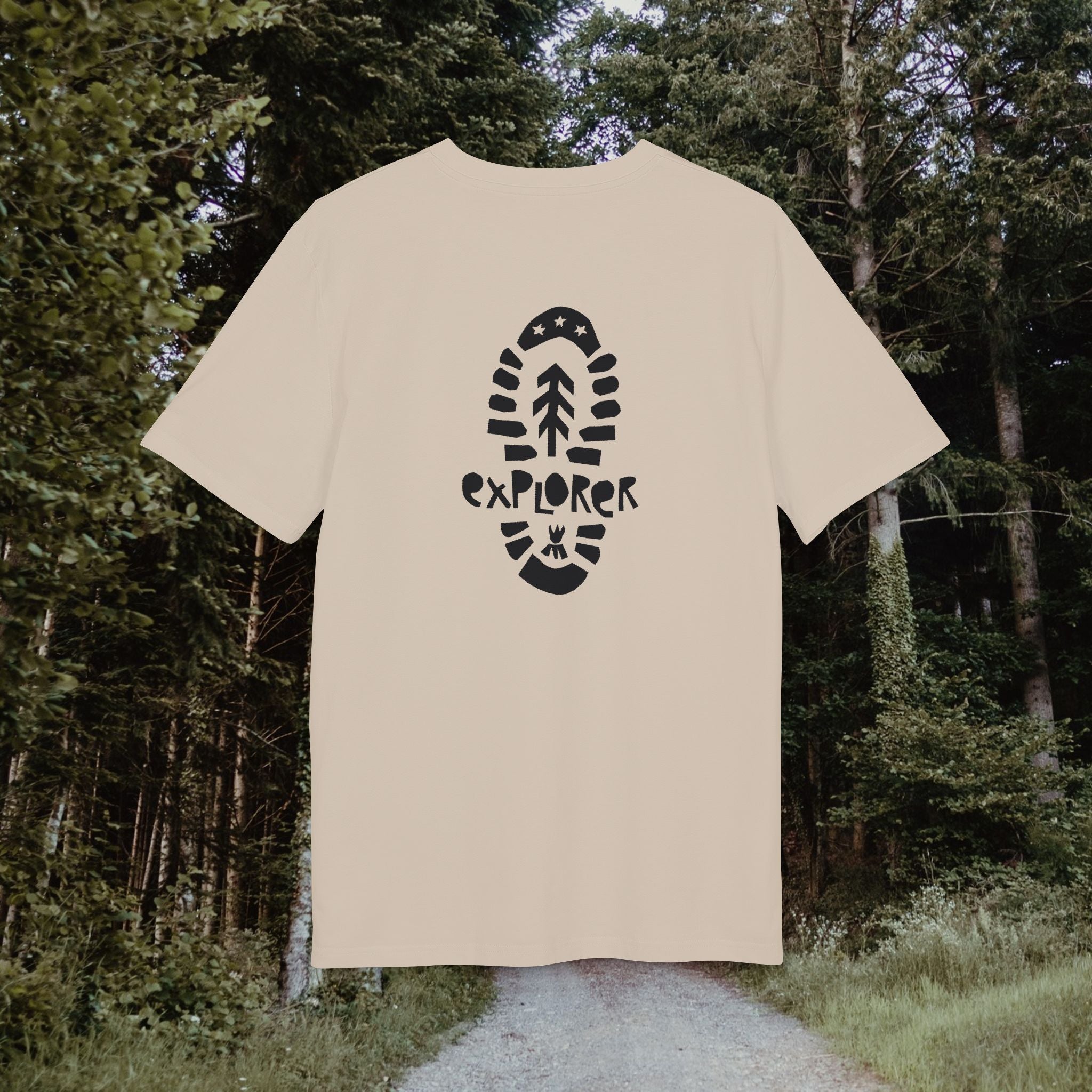 Explorer T-Shirt - Outdoor Shirt mit Wandersohle, Natur-inspiriertes Shirt, Baumwolle, Medium Fit