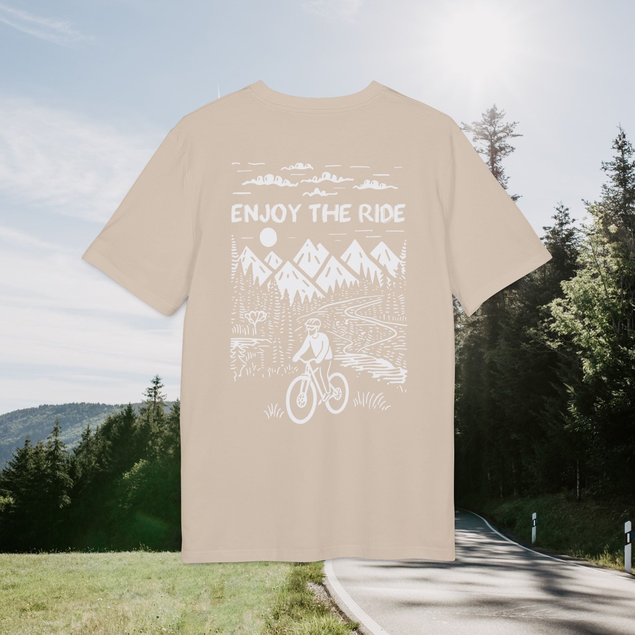 Enjoy the Ride T-Shirt, Mountainbike-Abenteuer Design für Outdoor-Fans Baumwoll-T-Shirt, Unisex-T-Shirt
