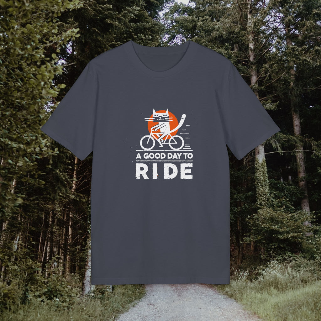 Lustiges Fahrrad T-Shirt – 'A Good Day to Ride' | Vintage Radfahrer Shirt mit Katze | Geschenk für Radfahrer & Katzenliebhaber