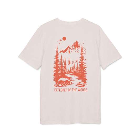 Explorer T-Shirt aus Bio-Baumwolle mit Wald Illustration vorne und hinten, Cottagecore