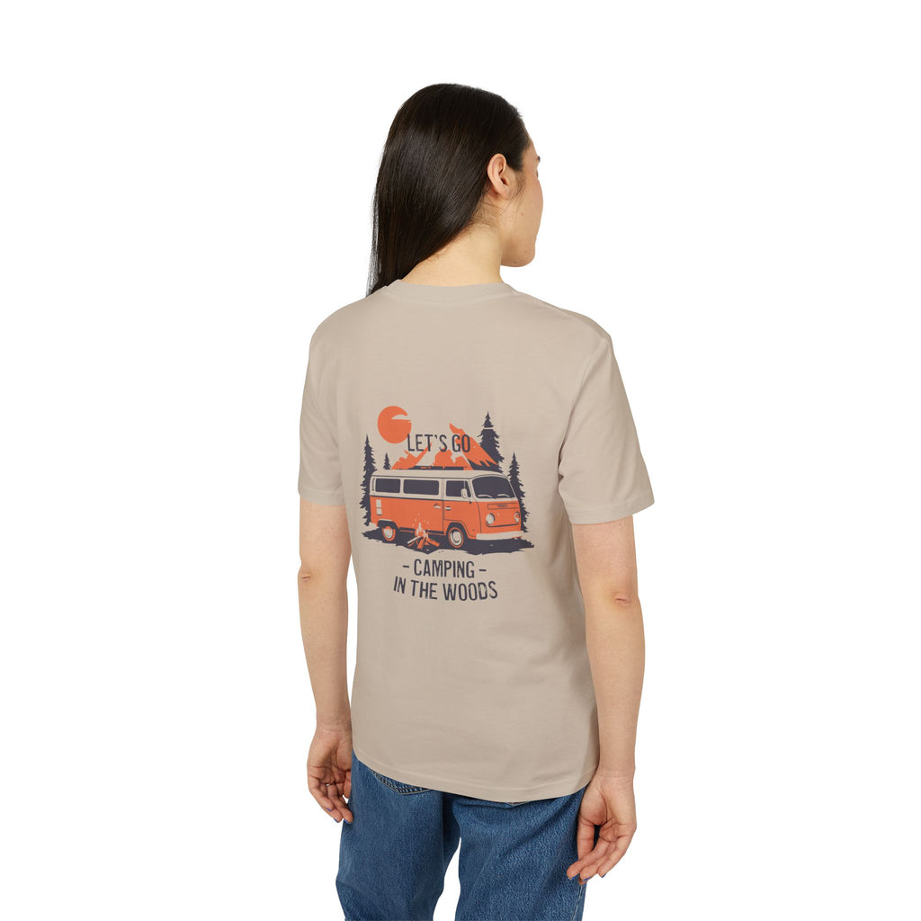 Vintage Camping Van T-Shirt, Retro Cotton Linoleum Druck Style, Geschenk Reise, Camper, Vanlife T-Shirt, Bus