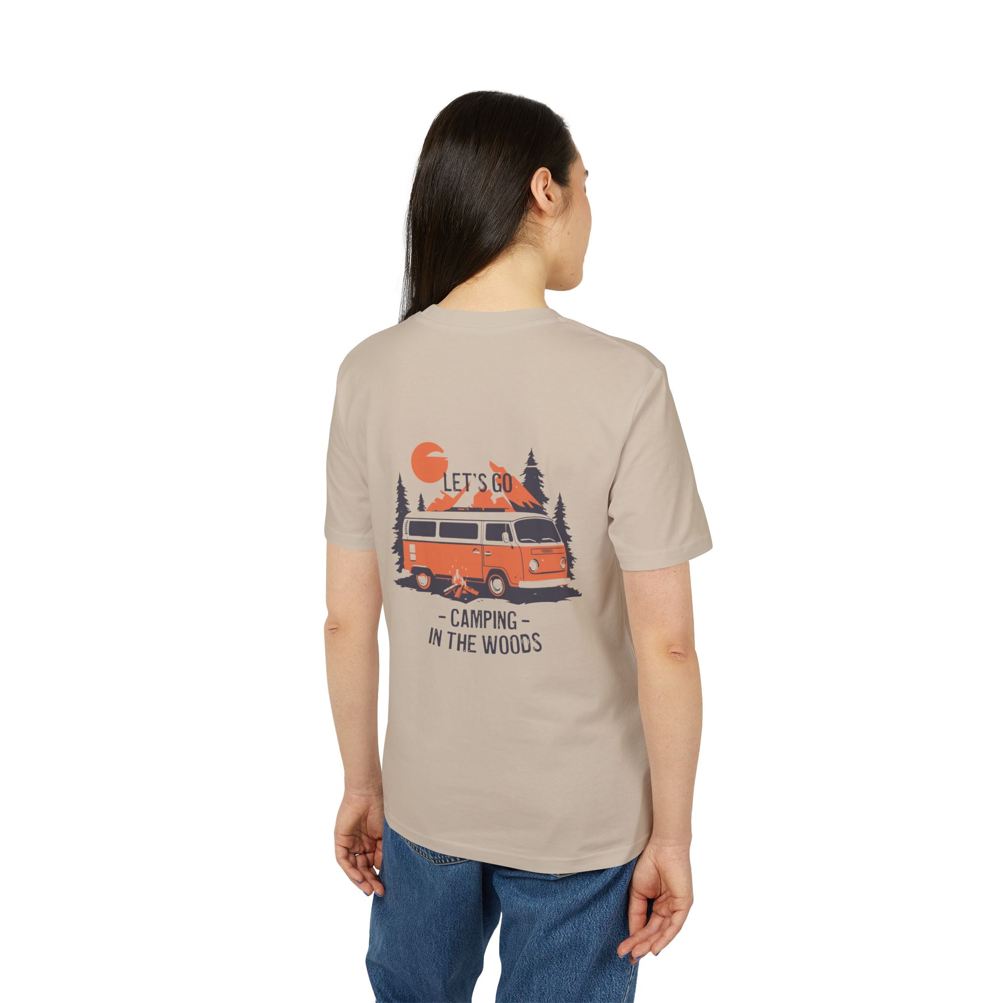 Vintage Camping Van T-Shirt, Retro Cotton Linoleum Druck Style, Geschenk Reise, Camper, Vanlife T-Shirt, Bus