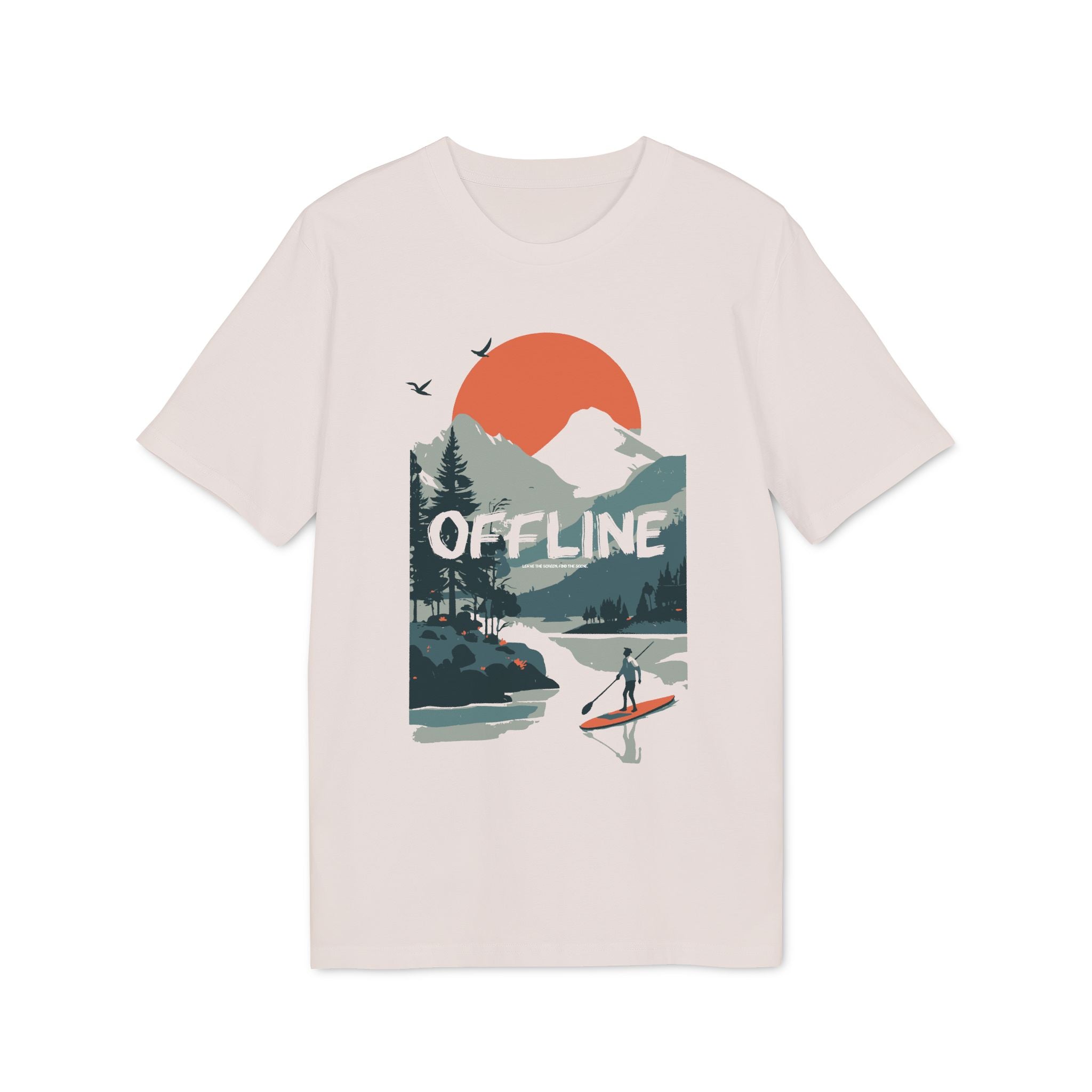 Stand Up Paddle, Berge Outdoor Shirt, Illustration, Vintage-inspiriertes Baumwoll-T-Shirt, Unisex-T-Shirt