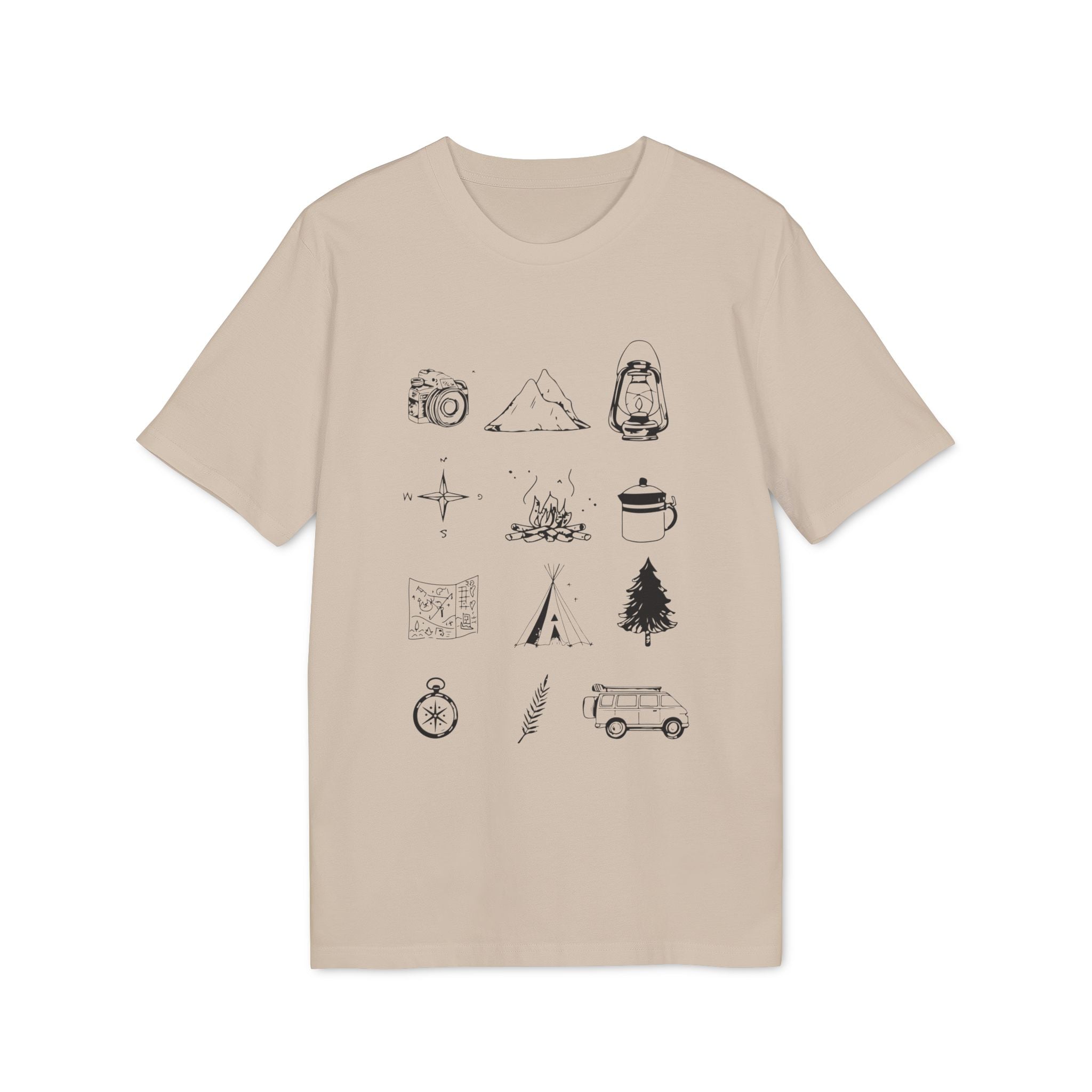 Camping Essentials Outdoor Shirt, Sommer-Grafik-T-Shirt, Vintage-inspiriertes Baumwoll-T-Shirt, Unisex-T-Shirt