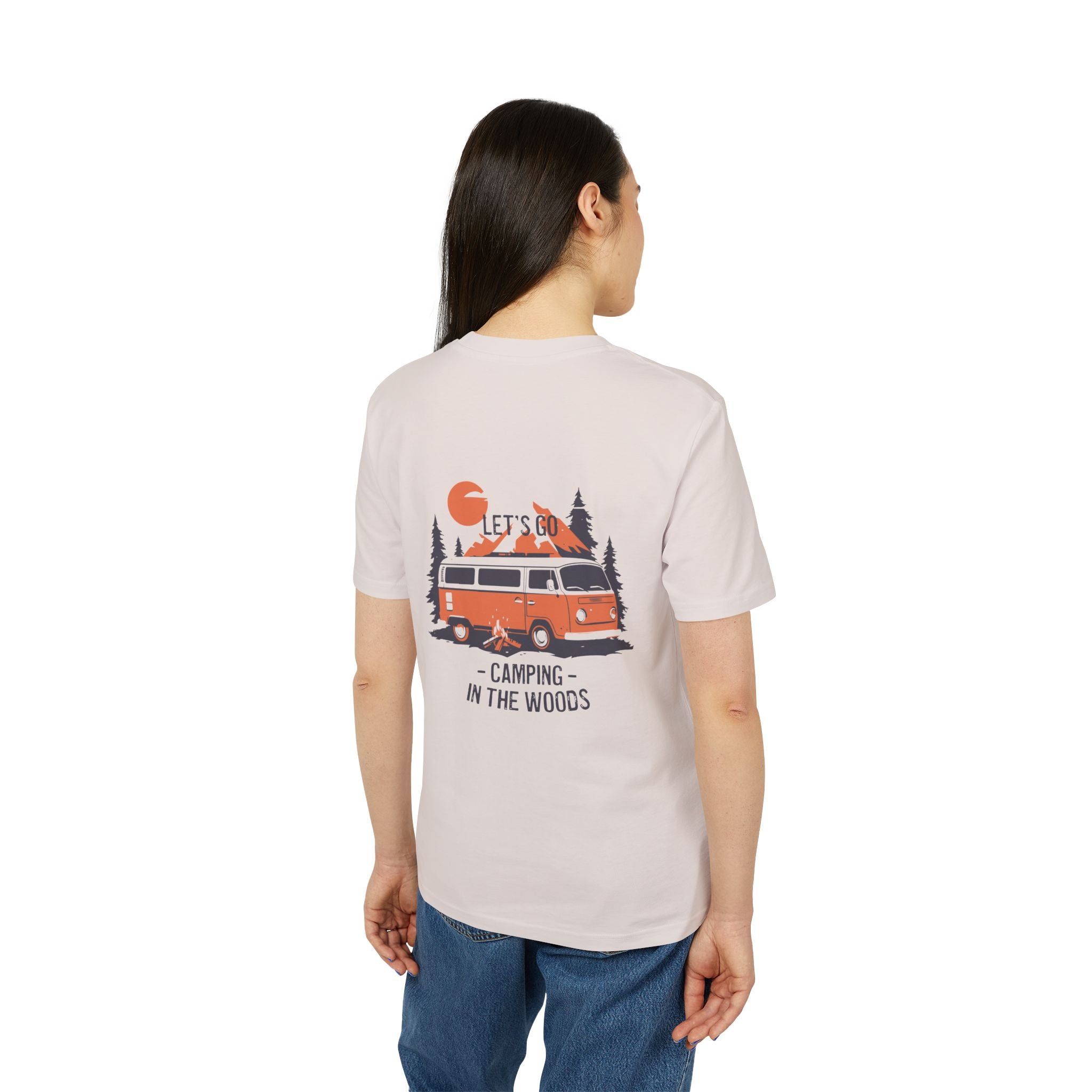 Vintage Camping Van T-Shirt, Retro Cotton Linoleum Druck Style, Geschenk Reise, Camper, Vanlife T-Shirt, Bus