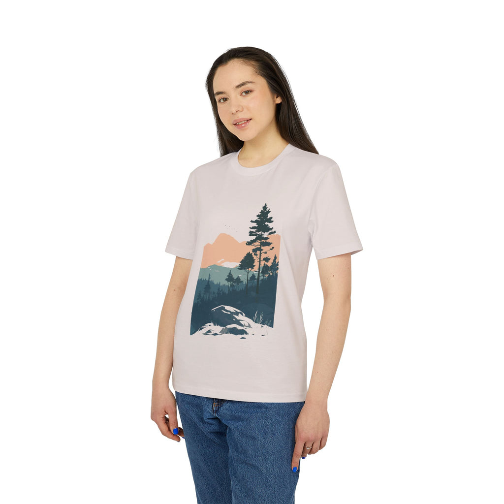 Berge Illustration, Vintage-inspiriertes Baumwoll-T-Shirt, Unisex-T-Shirt