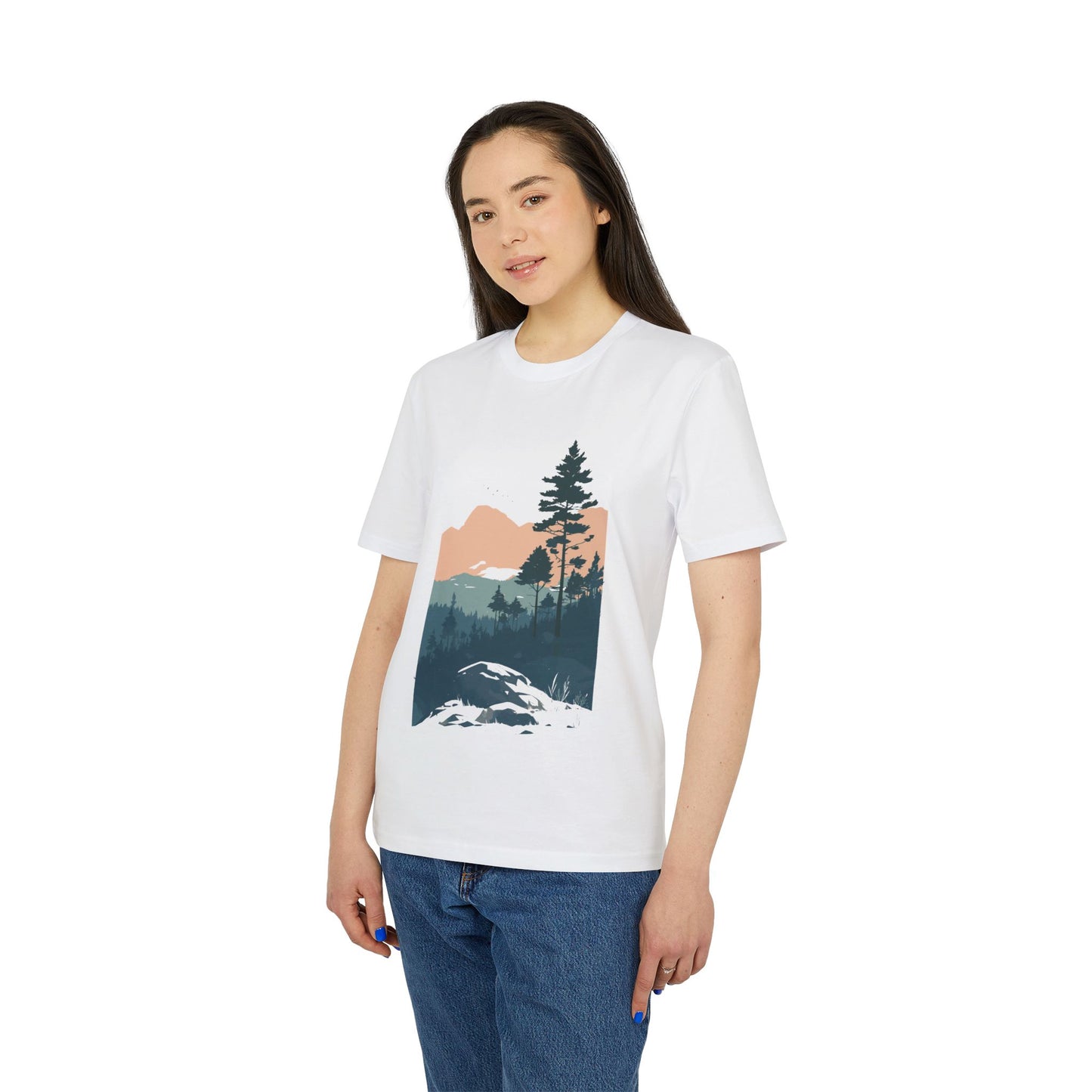 Berge Illustration, Vintage-inspiriertes Baumwoll-T-Shirt, Unisex-T-Shirt