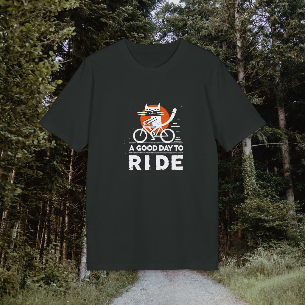 Lustiges Fahrrad T-Shirt – 'A Good Day to Ride' | Vintage Radfahrer Shirt mit Katze | Geschenk für Radfahrer & Katzenliebhaber