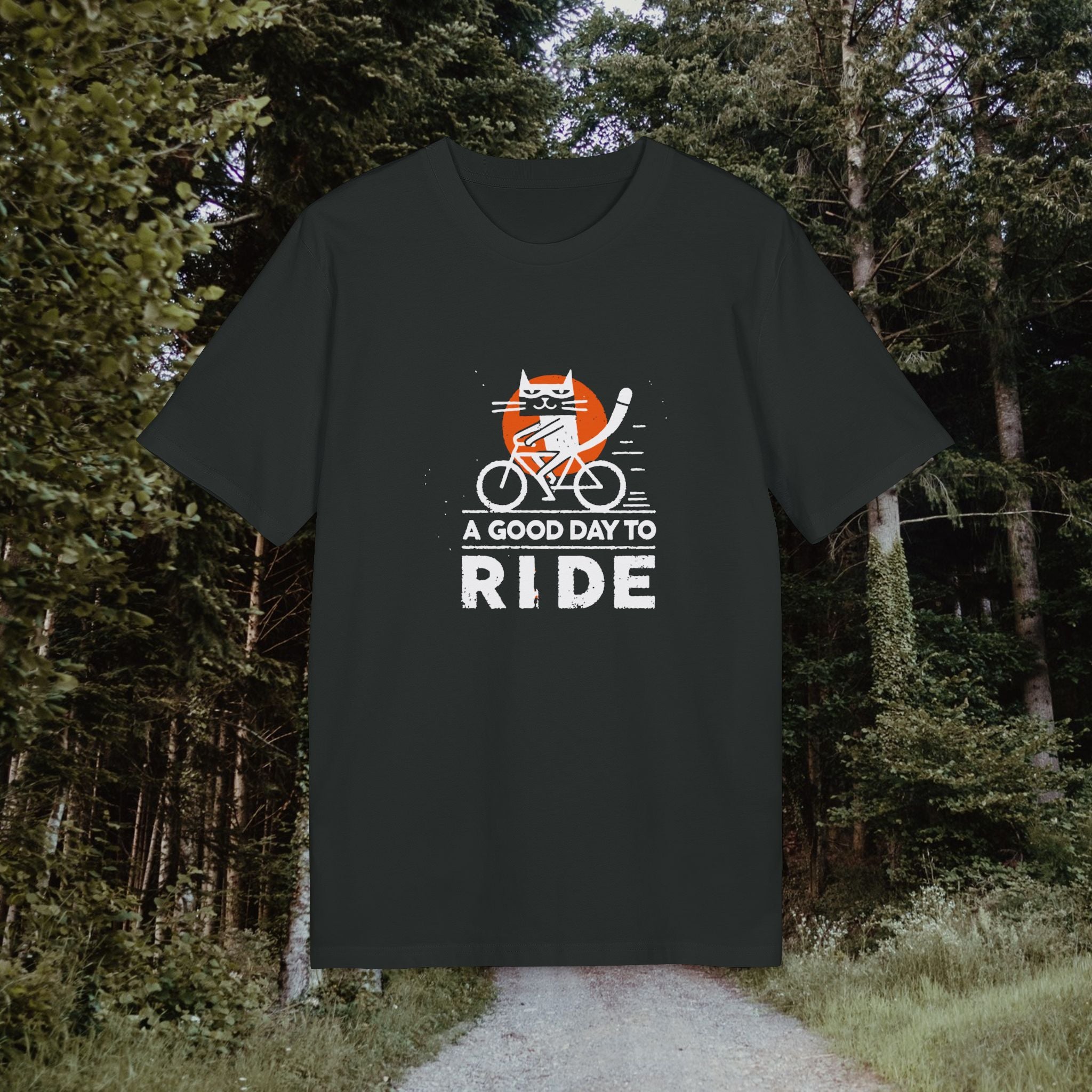 Lustiges Fahrrad T-Shirt – 'A Good Day to Ride' | Vintage Radfahrer Shirt mit Katze | Geschenk für Radfahrer & Katzenliebhaber