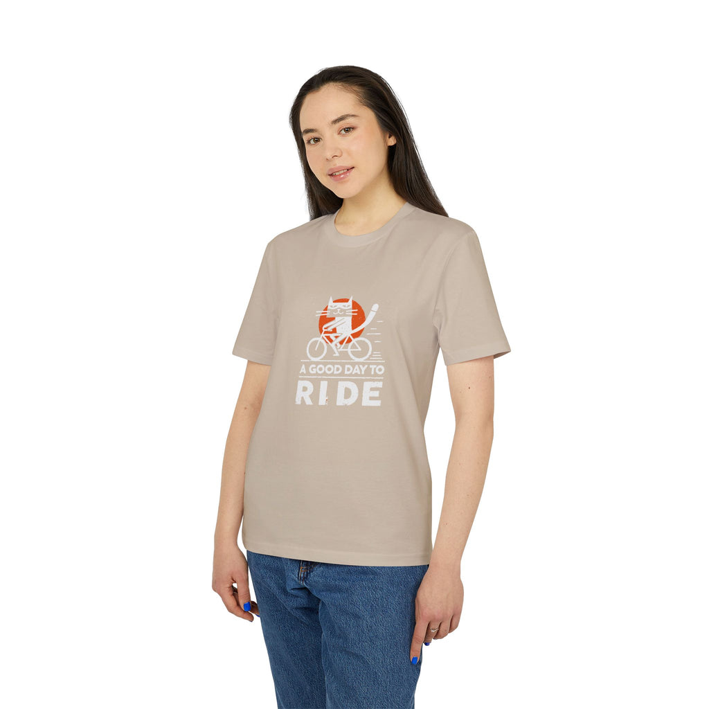 Lustiges Fahrrad T-Shirt – 'A Good Day to Ride' | Vintage Radfahrer Shirt mit Katze | Geschenk für Radfahrer & Katzenliebhaber