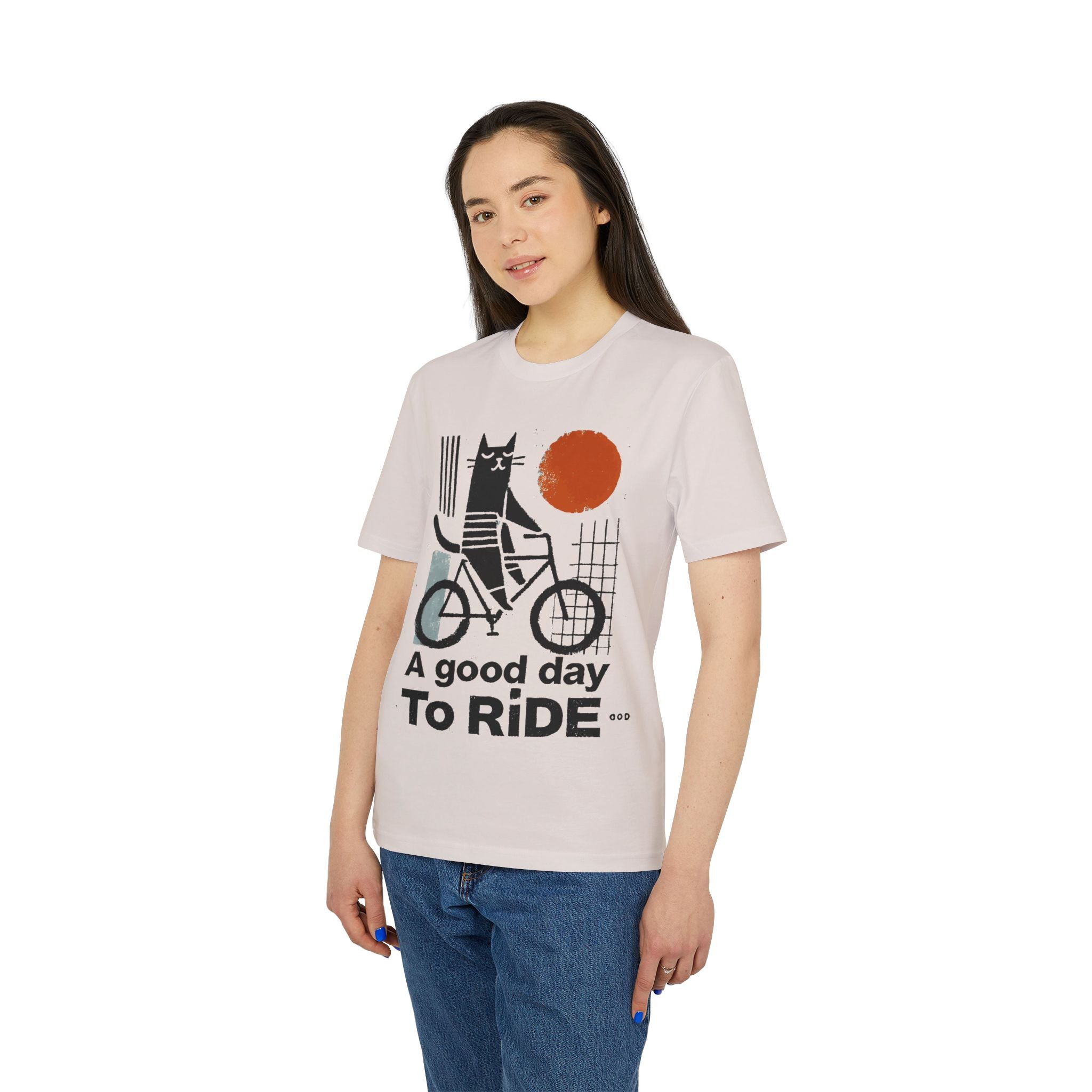Lustiges Fahrrad T-Shirt - 'A Good Day to Ride' - Unisex Radfahrer Shirt mit Katze - Geschenk für Radsportler