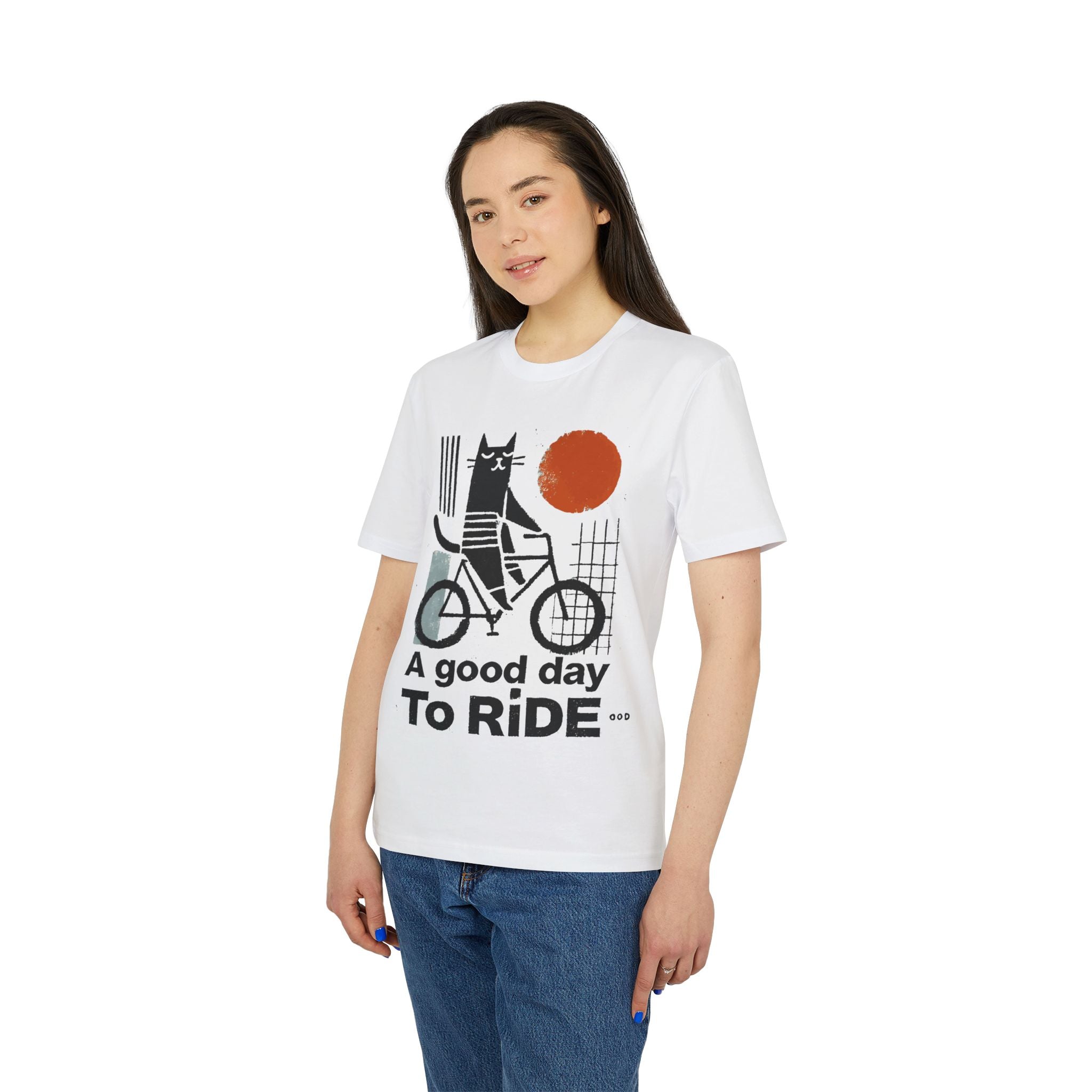 Lustiges Fahrrad T-Shirt - 'A Good Day to Ride' - Unisex Radfahrer Shirt mit Katze - Geschenk für Radsportler