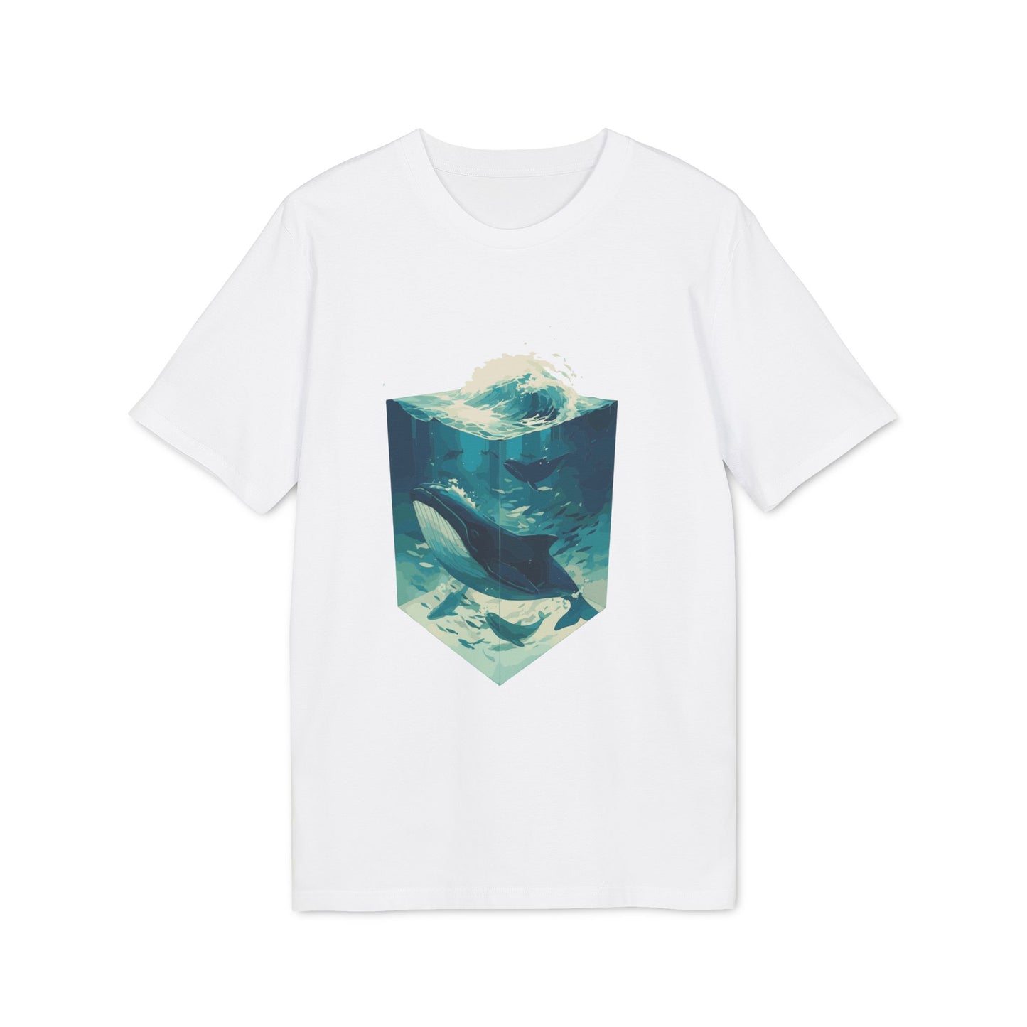 Blauwal, Illustration, Vintage-inspiriertes Baumwoll-T-Shirt, Unisex-T-Shirt
