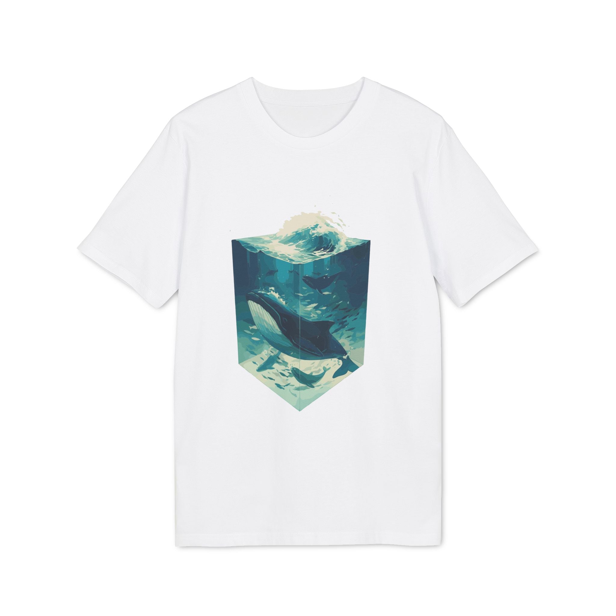 Blauwal, Illustration, Vintage-inspiriertes Baumwoll-T-Shirt, Unisex-T-Shirt