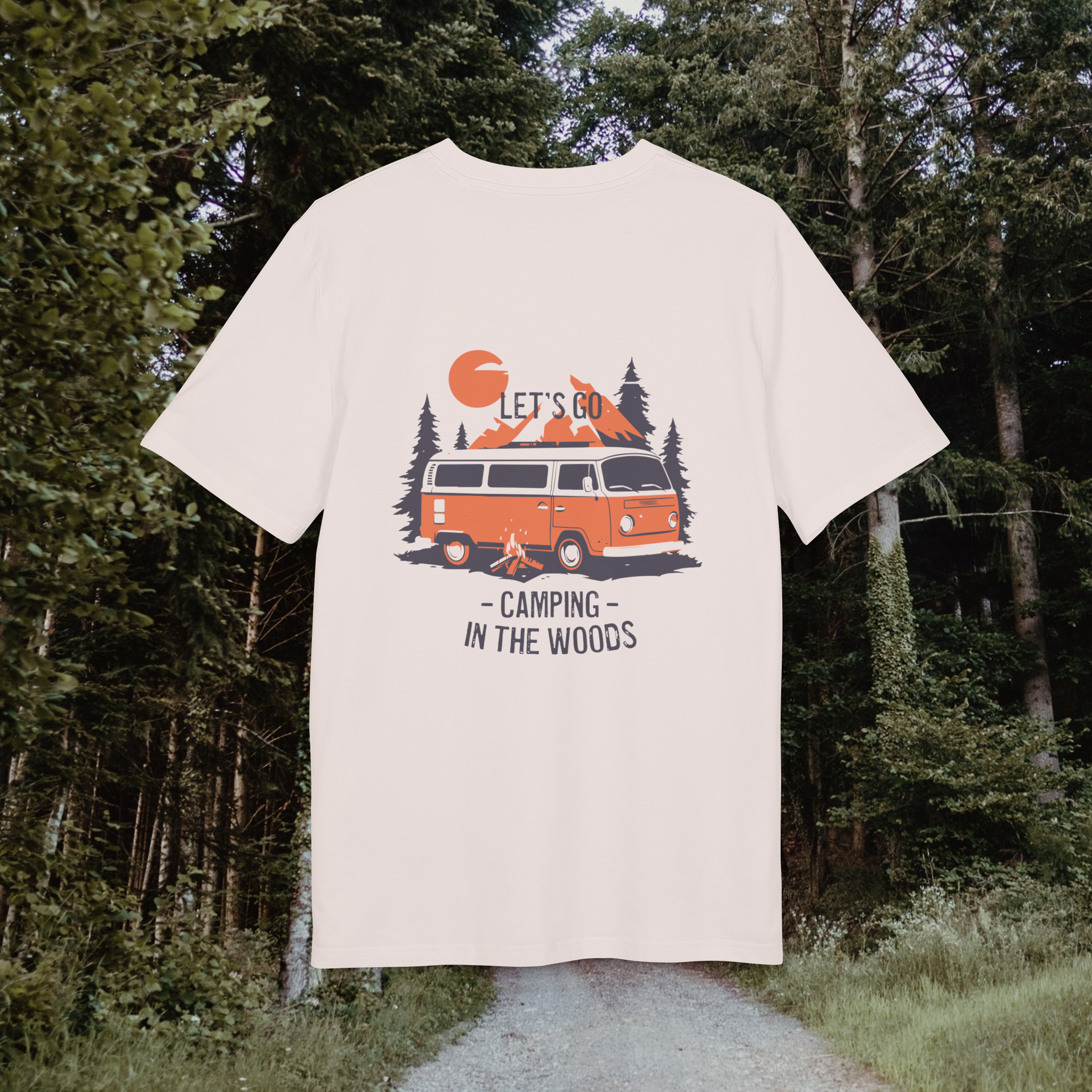 Vintage Camping Van T-Shirt, Retro Cotton Linoleum Druck Style, Geschenk Reise, Camper, Vanlife T-Shirt, Bus
