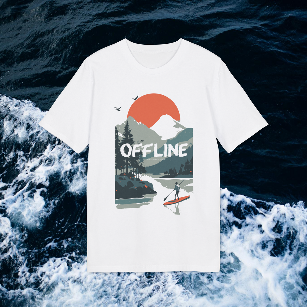 Stand Up Paddle, Berge Outdoor Shirt, Illustration, Vintage-inspiriertes Baumwoll-T-Shirt, Unisex-T-Shirt