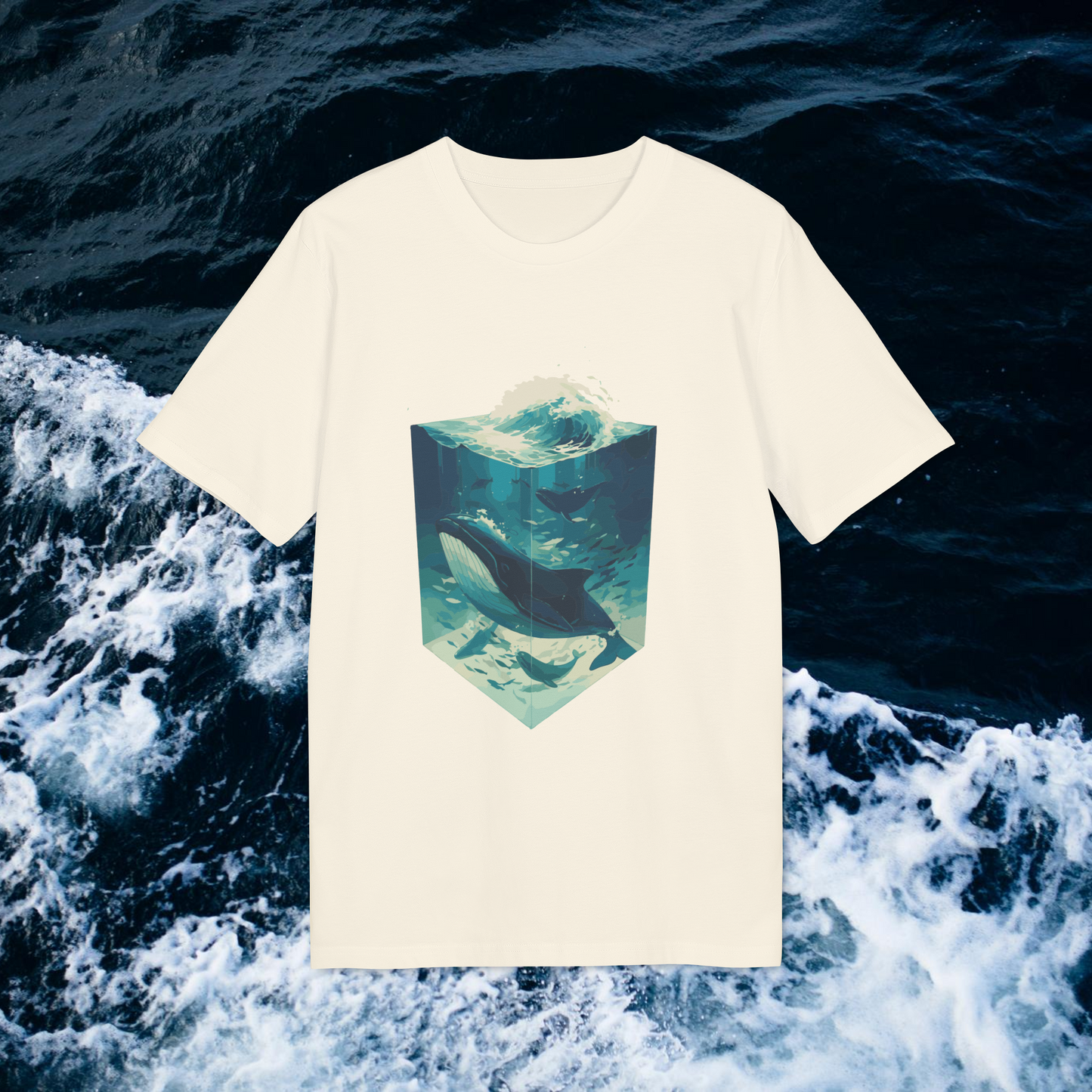 Blauwal, Illustration, Vintage-inspiriertes Baumwoll-T-Shirt, Unisex-T-Shirt