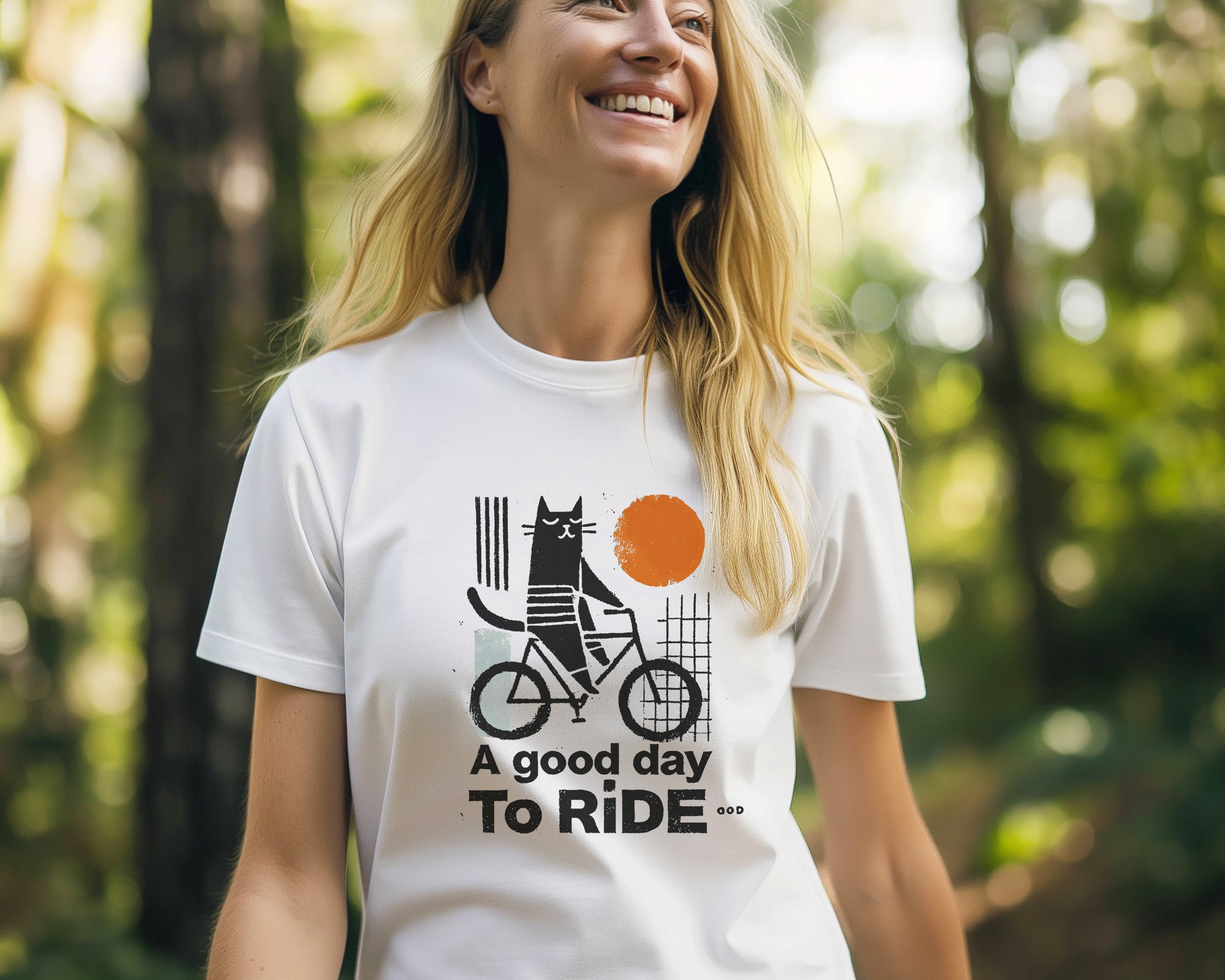 Lustiges Fahrrad T-Shirt - 'A Good Day to Ride' - Unisex Radfahrer Shirt mit Katze - Geschenk für Radsportler